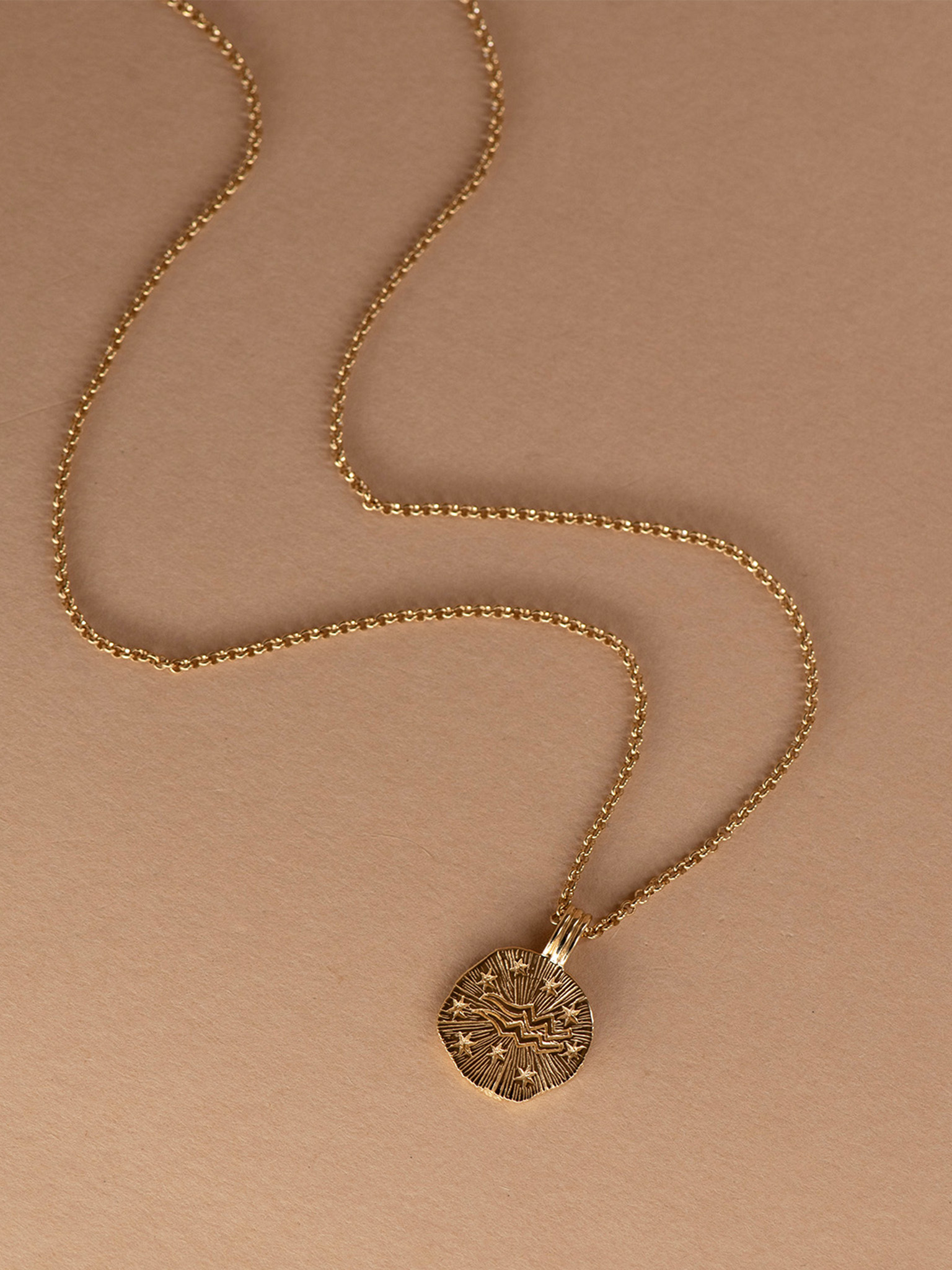 Sun in aquarius necklace - 22k gold vermeil